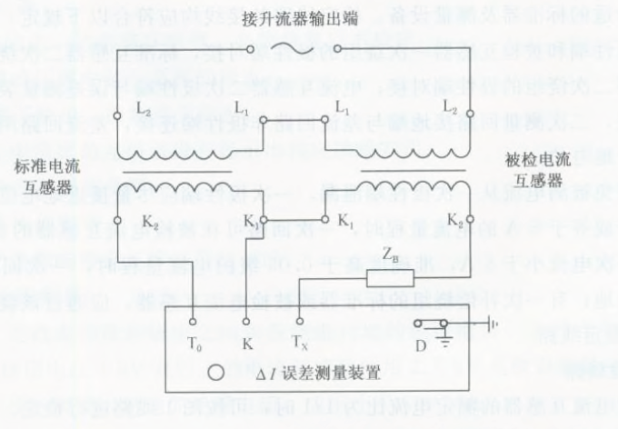 電流傳感器的角差、比差及復(fù)合誤差的微差法檢定線路圖