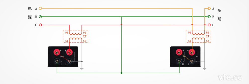 DP800數字功率計電壓直測、電流測互感器接線圖